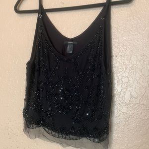 Forever 21 large (juniors) black beaded top!